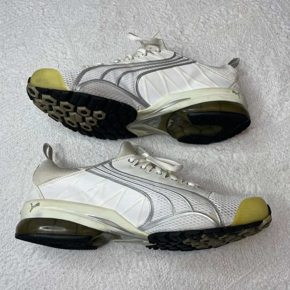 vintage Y2K Puma Cell White Silver Yellow Sneakers Low Top Shoes Mens